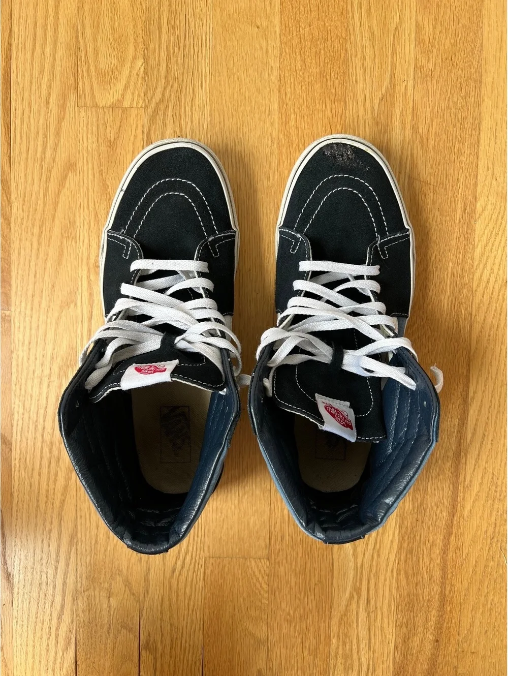Vans Sk8-Hi Black Navy Blue High Top Skate Shoes Men’s Size 11 Damaged Toe
